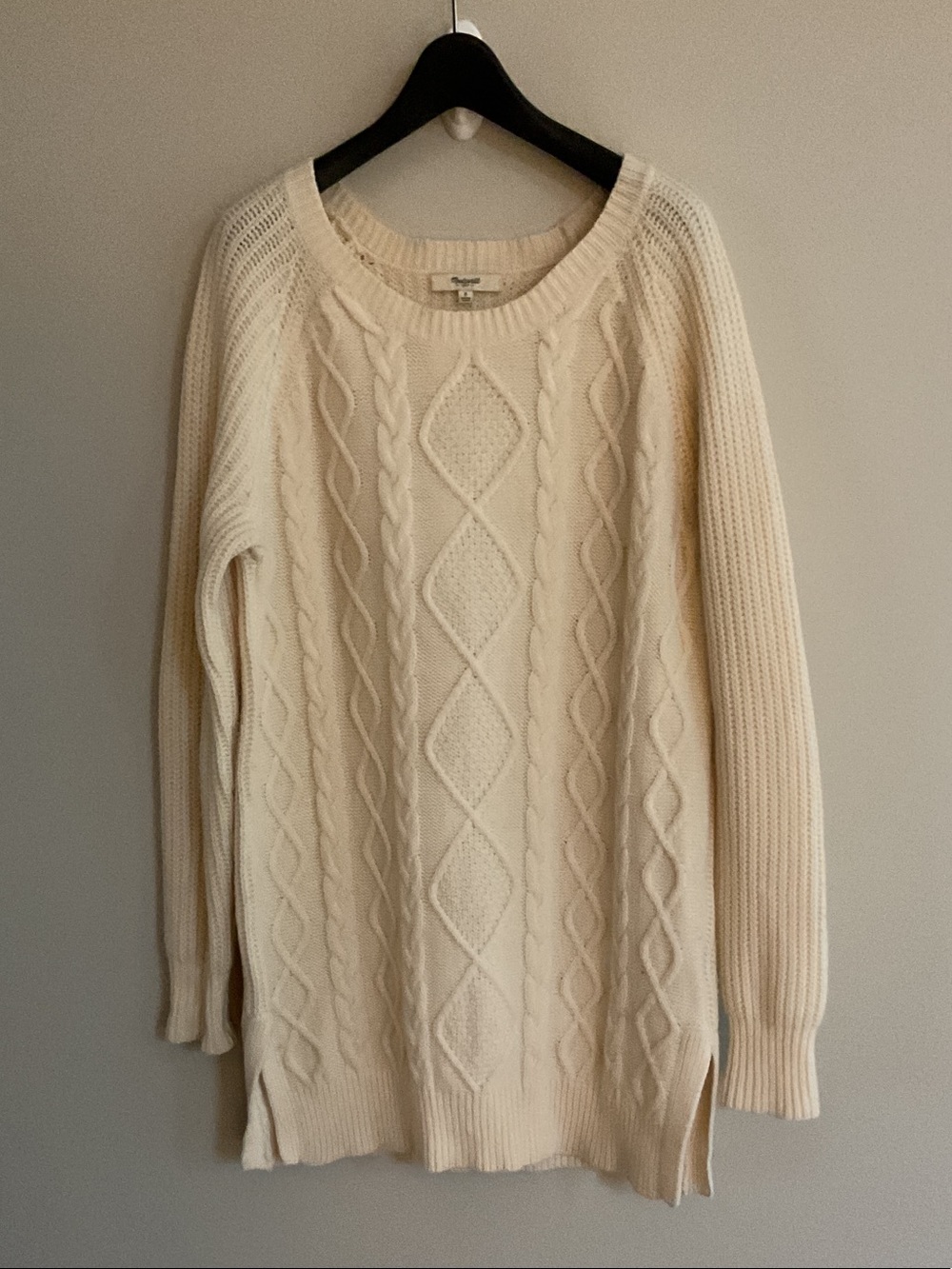 Madewell Cream Cable-Knit Scoop Neck Sweater